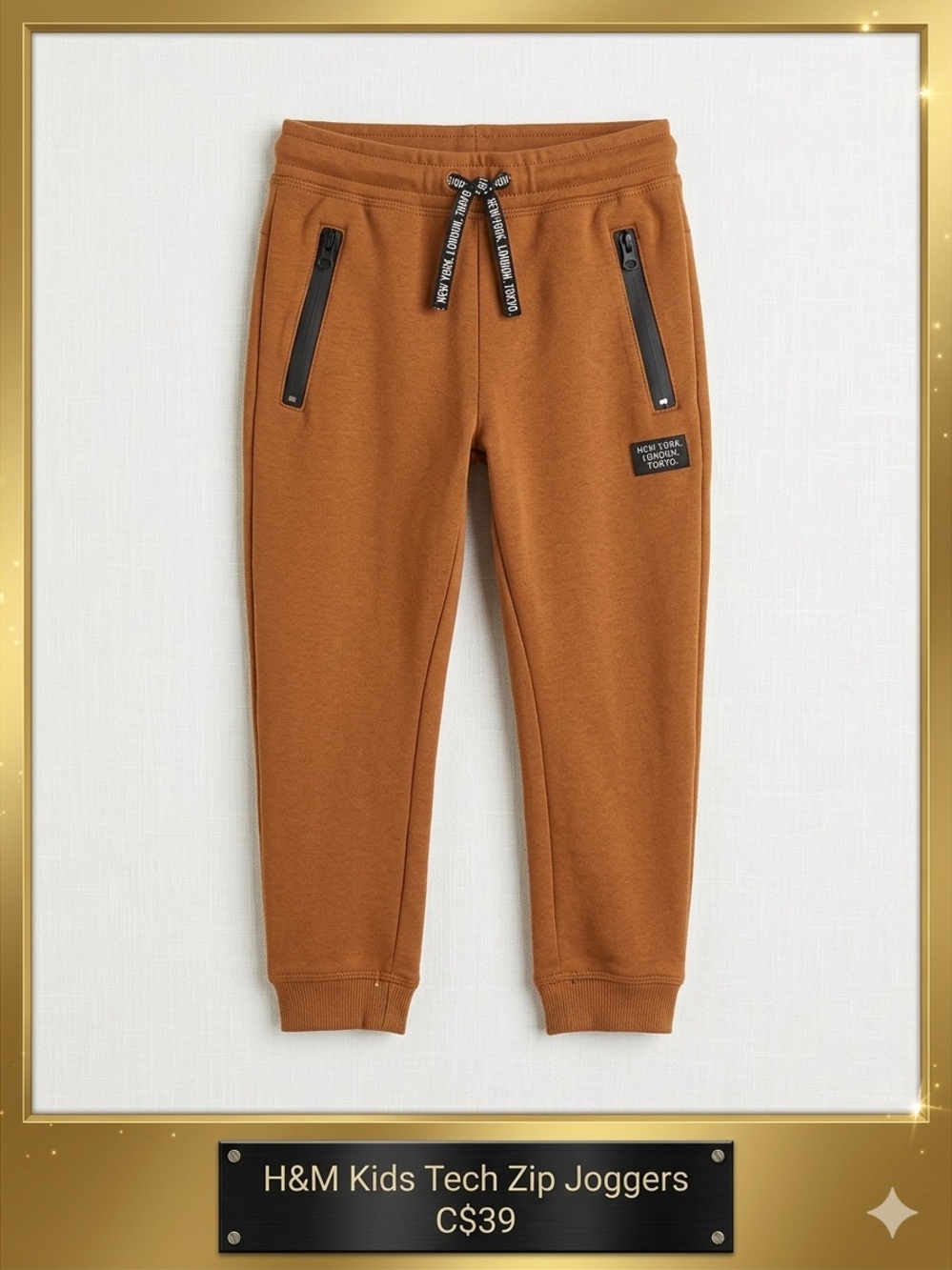 H&M Kids Tech Zip Joggers - Muted Brown - Size 4-5T (EUC)